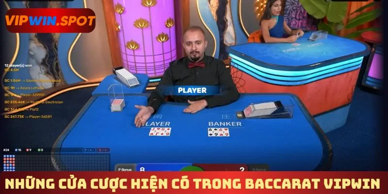 Những cửa cược hiện có trong baccarat Vipwin 